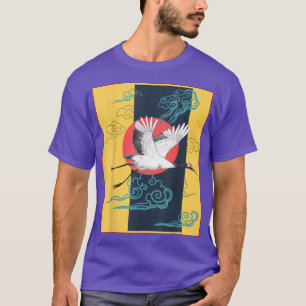 Camiseta Cool Crane Bird Artwork, Dance of Cranes Japanese 