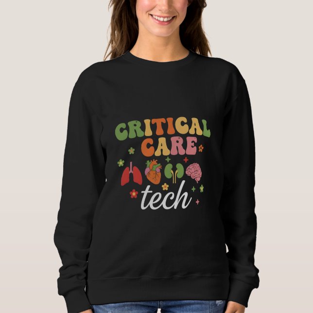 Camiseta Cool Critical Care Tech Groovy Monitoring Nurse (Frente)
