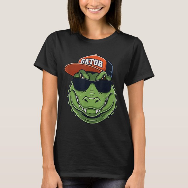 Camiseta Cool Crocodile Animal Gator Graphic With Cap And S (Frente)