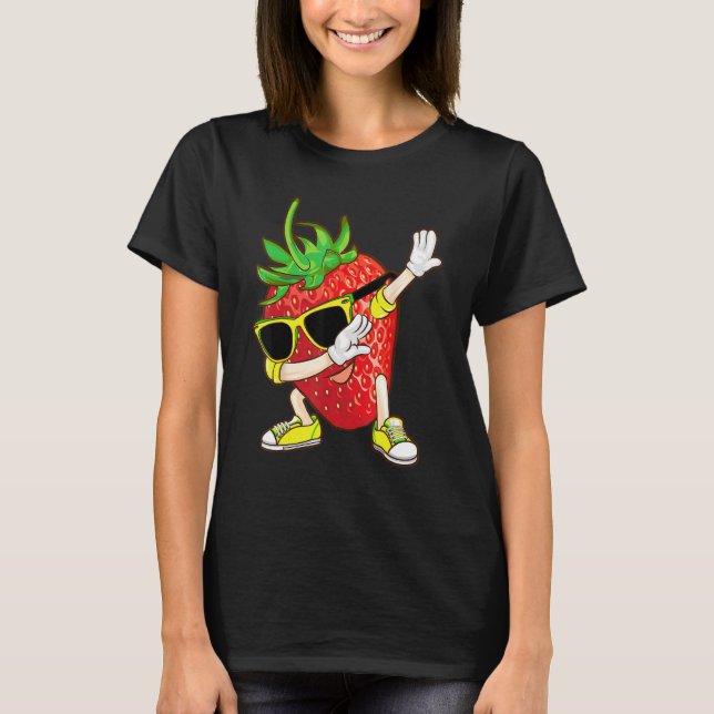 Camiseta Cool Dabbing Strawberry Funny Love Dancer Sweet Fr (Frente)