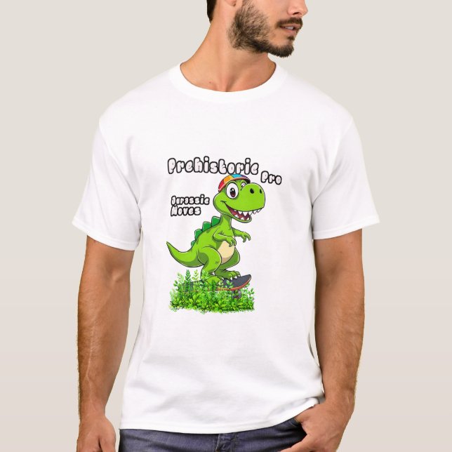 Camiseta Cool Dino on a Skateboard (Frente)