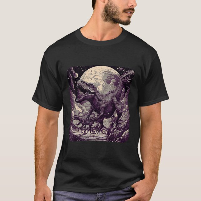 Camiseta Cool Dinosaurs Space Graphic Fantasy Art (Frente)