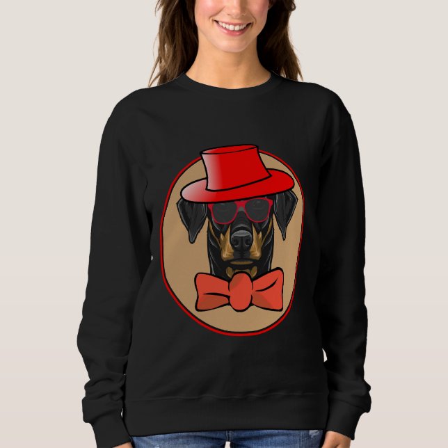 Camiseta Cool Doberman Pinscher In Hat Bowtie And Shades Es (Frente)