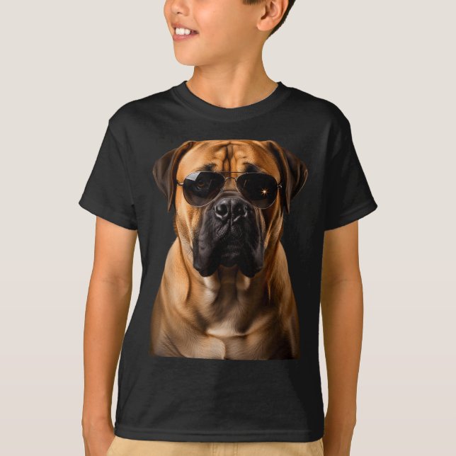 Camiseta Cool Dog Sungles Bullmastiff Funny Look  (Frente)