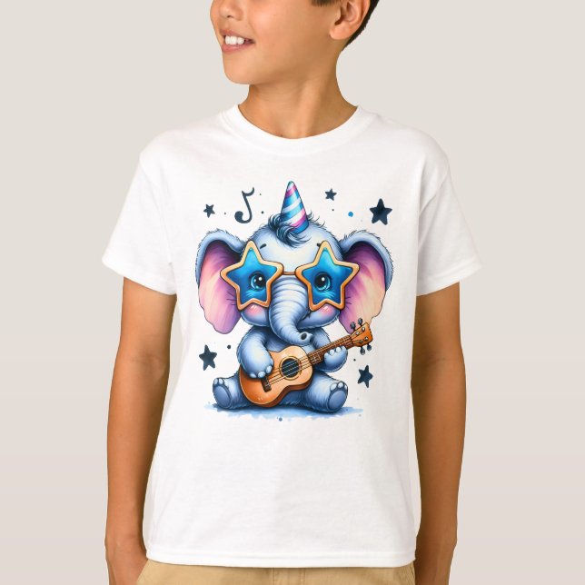 Camiseta Cool Elephant Music Lover Art (Frente)