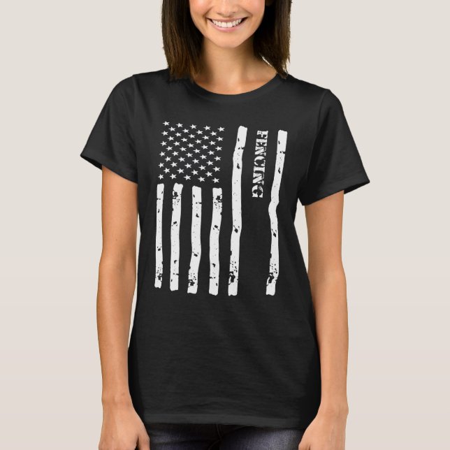 Camiseta Cool Fencing Things Stuff Accessories Usa Flag (Frente)