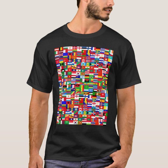 Camiseta Cool Flags of The World Illustration  Graphic Desi (Frente)