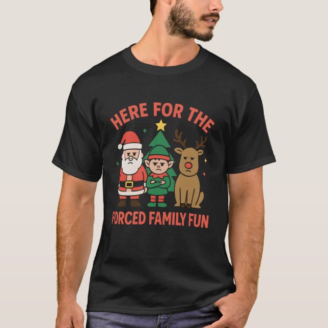 Camiseta Cool Forced Family Fun Santa Christmas Cheer (Frente)