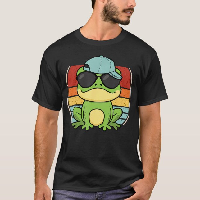 Camiseta Cool Frog Sunglasses Retro Frog Lover (Frente)