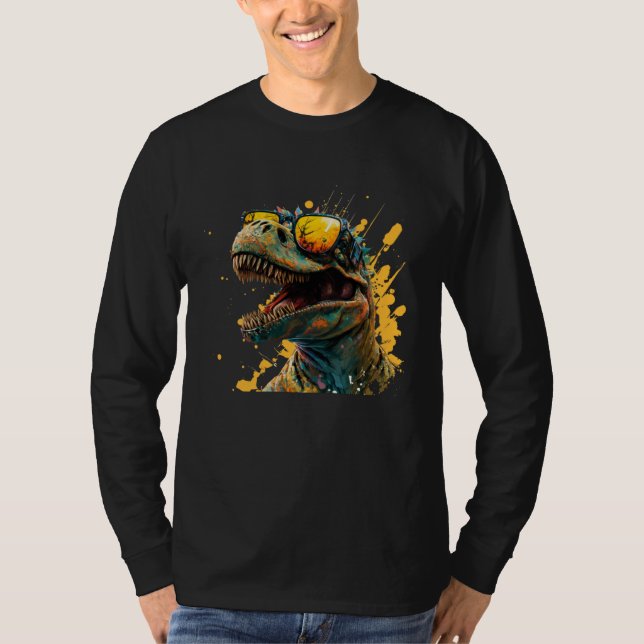 Camiseta Cool fun dinosaur raptor with sunglasses  4 (Frente)