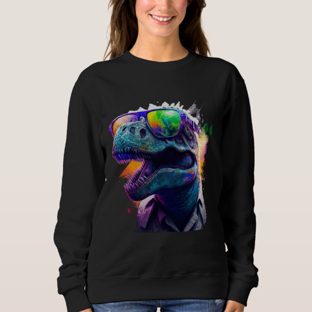 Camiseta Cool fun dinosaur Rex with sunglasses (Frente)