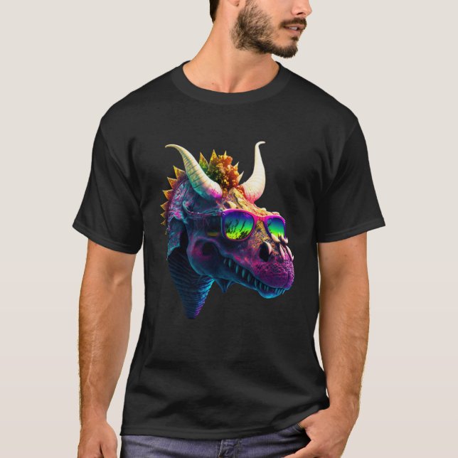 Camiseta Cool fun dinosaur triceratops sunglasses (Frente)