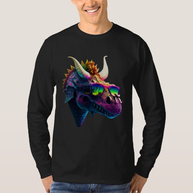 Camiseta Cool fun dinosaur triceratops sunglasses (Frente)