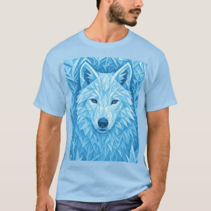 Camiseta Cool Geometric Blue Wolf Low Poly Graphic All Over