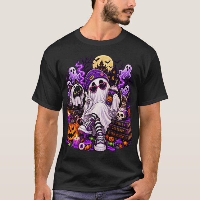 Camiseta Cool Ghost Halloween Vibes (Frente)