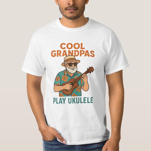 Camiseta Cool Grandpas Play Ukulele Funny (Frente)