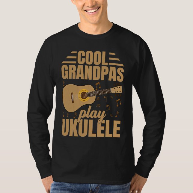 Camiseta Cool Grandpas Play Ukulele  Player Music  Graphic (Frente)