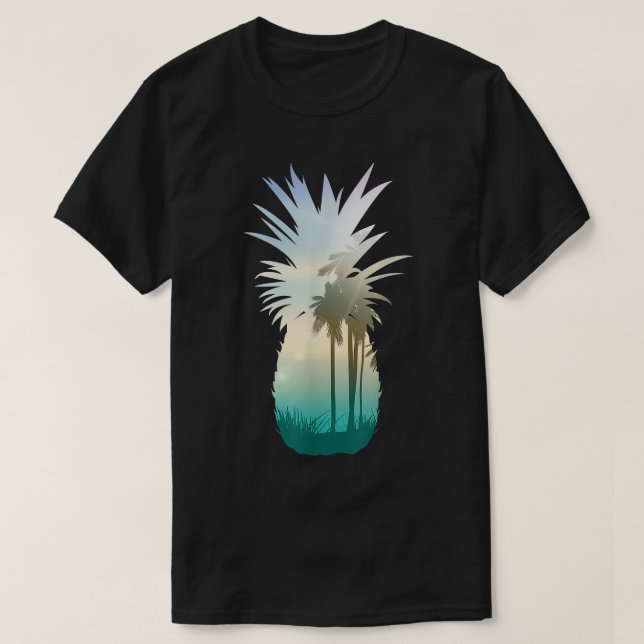 Camiseta Cool Graphic Pineapple Sunset Palm Tree Beach  (Frente do Design)
