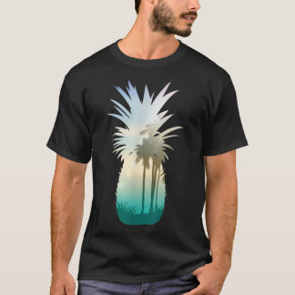 Camiseta Cool Graphic Pineapple Sunset Palm Tree Beach