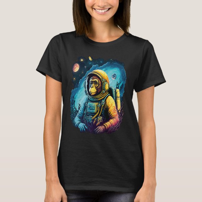 Camiseta Cool Graphic Space Chimp Monkey Astronaut Cosmonau (Frente)