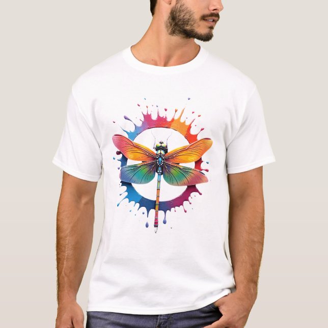 Camiseta Cool Graphic Tie Dye Sunglasses Dragonfly Illustra (Frente)