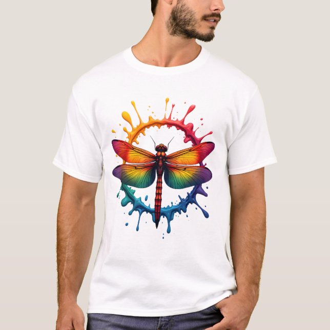 Camiseta Cool Graphic Tie Dye Sunglasses Dragonfly Illustra (Frente)