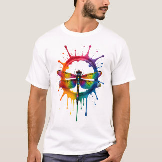 Camiseta Cool Graphic Tie Dye Sunglasses Dragonfly Illustra