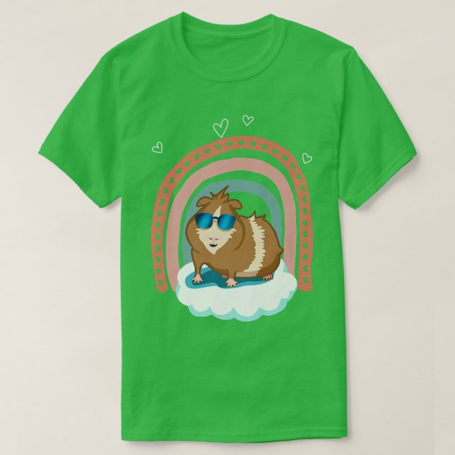 Camiseta Cool guinea pig sunglasses boho rainbow gift  (Frente do Design)