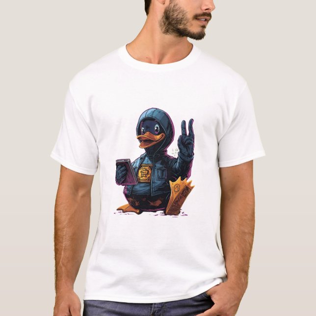 Camiseta Cool Hacker Duck Illustration-Cyber Tech Programer (Frente)