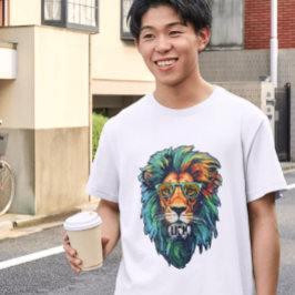 Camiseta Cool King – Colorful Lion with Shades Design
