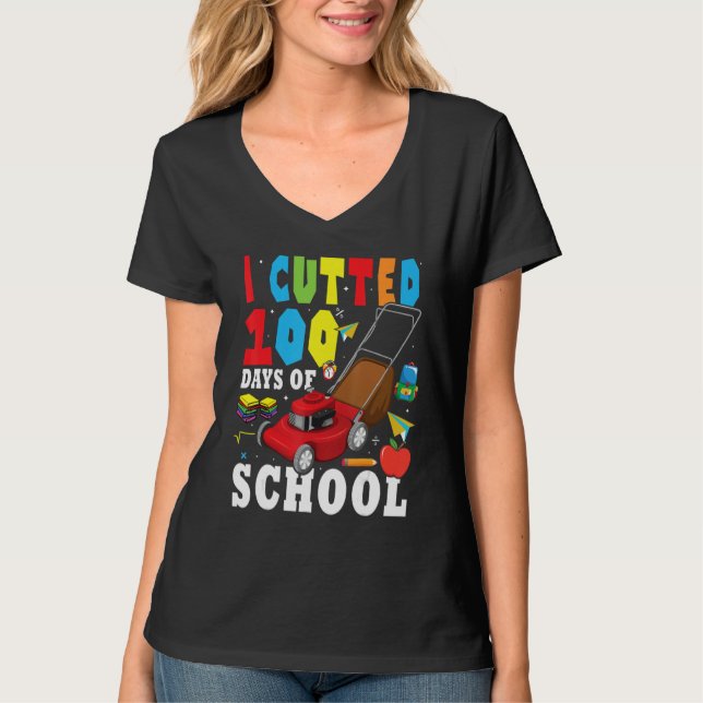 Camiseta Cool Lawn Mower Apparel 100th Day Of School Teache (Frente)