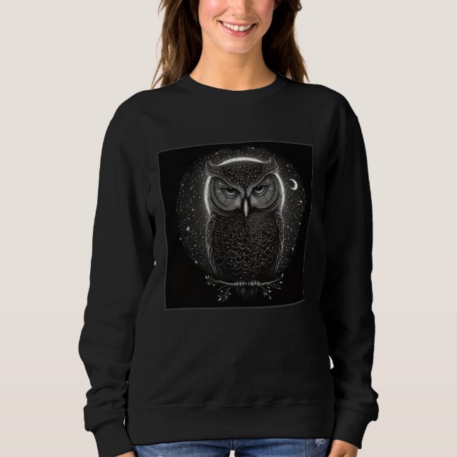 Camiseta Cool Mandala Owl Illustration Unique Big Eyes Wome (Frente)