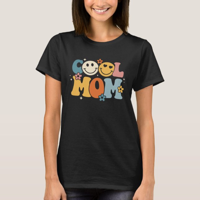 Camiseta Cool Mom Happy Mother s Day Groovy Retro Best Mom  (Frente)