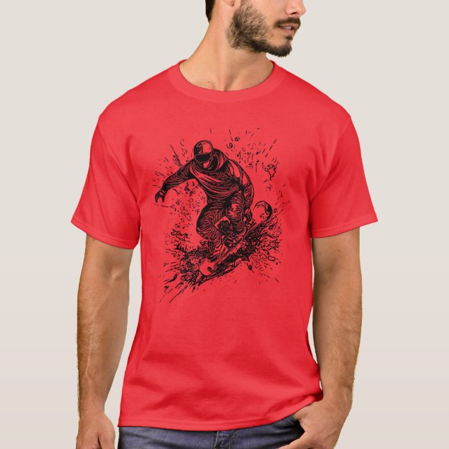 Camiseta Cool Mountain Sports Jump Style Snowboard Move ret (Frente)