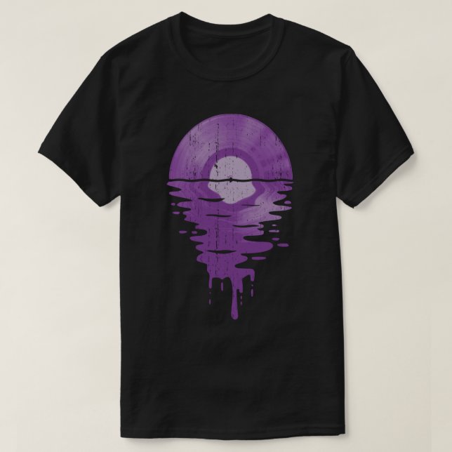 Camiseta Cool Music Vinyl Record Sunset Melting Purple Esse (Frente do Design)