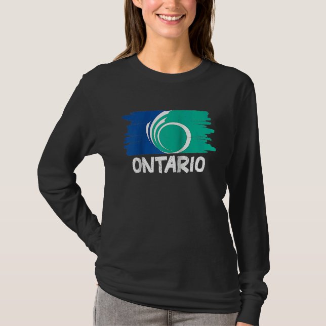 Camiseta Cool Ontario Flag Raglan Baseball (Frente)
