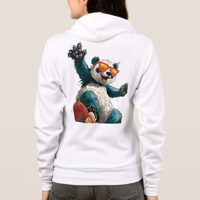 Camiseta Cool Panda on Colourful Skateboard with Sunglasses (Verso)