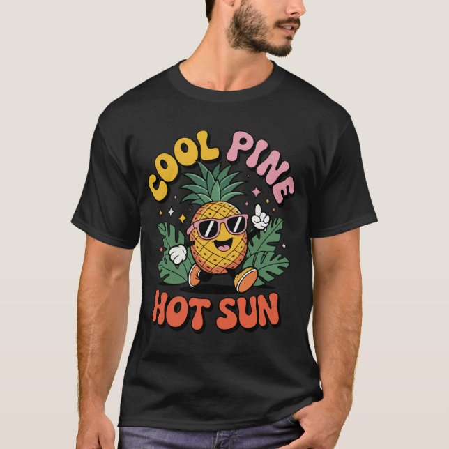 Camiseta Cool Pine Hot Sun Retro Pineapple Summer Vibes (Frente)