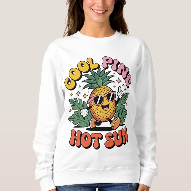 Camiseta Cool Pine Hot Sun Retro Pineapple Summer Vibes (Frente)