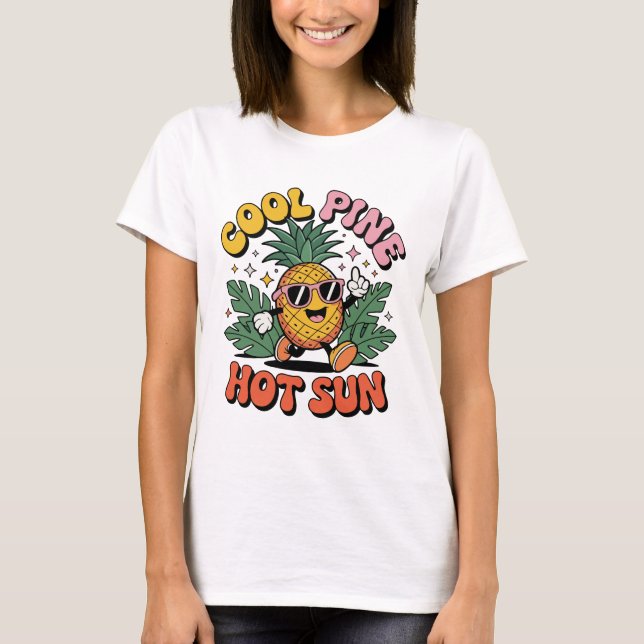 Camiseta Cool Pine Hot Sun Retro Pineapple Summer Vibes (Frente)