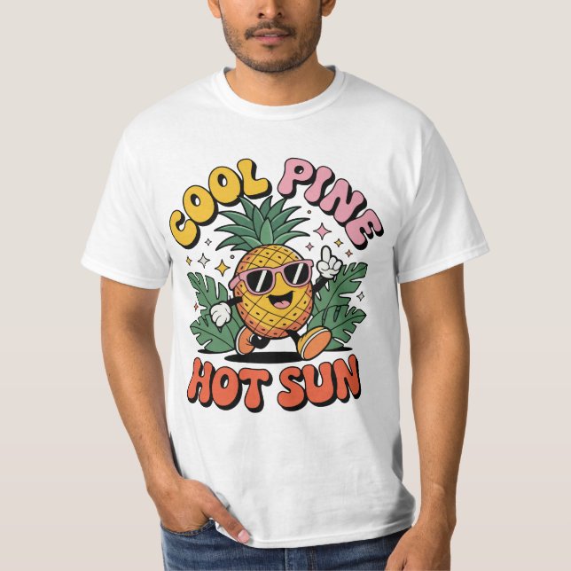 Camiseta Cool Pine Hot Sun Retro Pineapple Summer Vibes (Frente)
