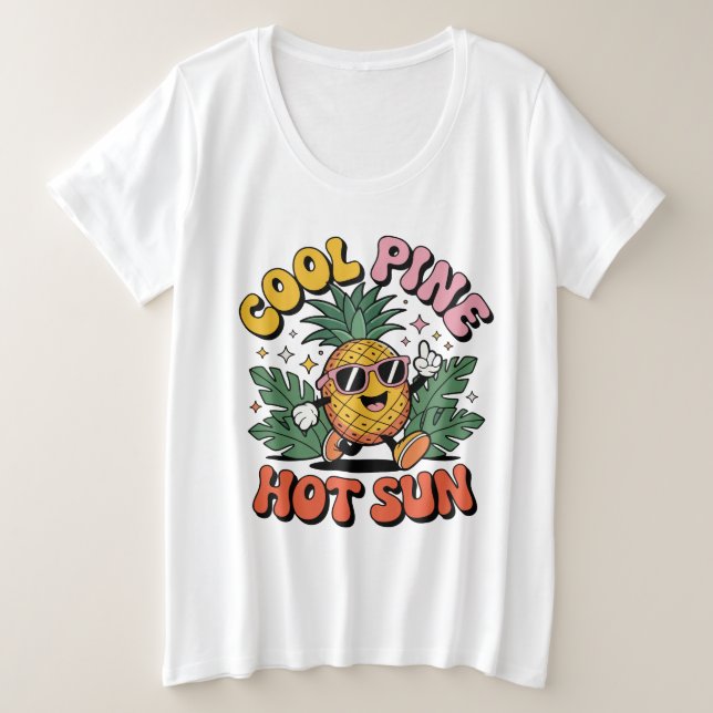 Camiseta Cool Pine Hot Sun Retro Pineapple Summer Vibes (Frente do Design)