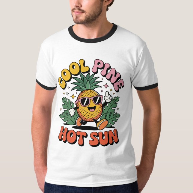 Camiseta Cool Pine Hot Sun Retro Pineapple Summer Vibes (Frente)
