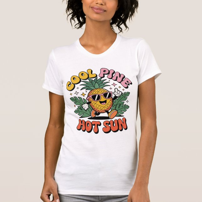 Camiseta Cool Pine Hot Sun Retro Pineapple Summer Vibes (Frente)