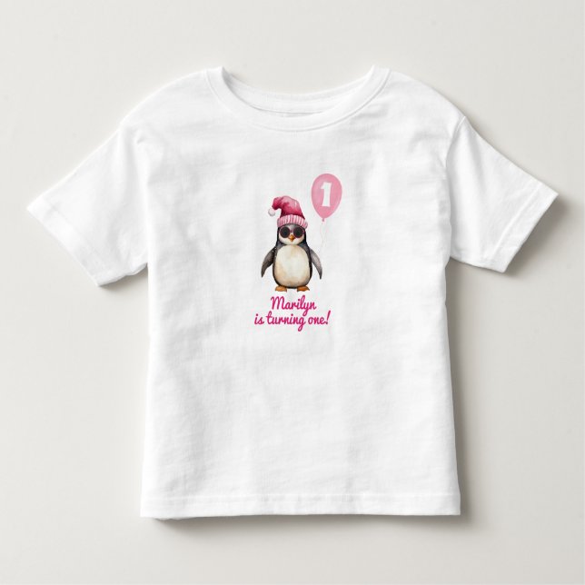 Camiseta Cool Pink Winter Penguin (Frente)