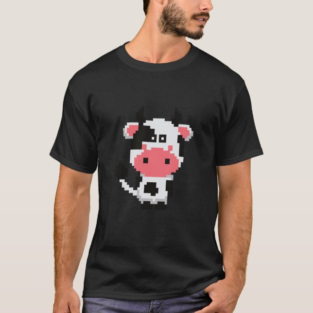 Camiseta Cool Pixel Cow Farm Farmer (Frente)