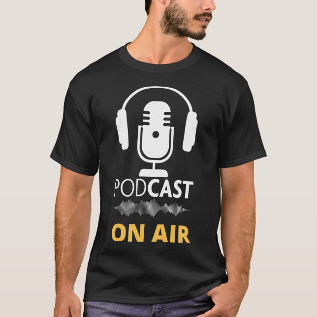 Camiseta Cool Podcasting Podcaster Recording Microphone Ear (Frente)