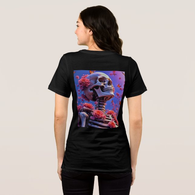 Camiseta Cool Psychedelic Skeleton Neon Cyberpunk Aesthetic (Verso completo)