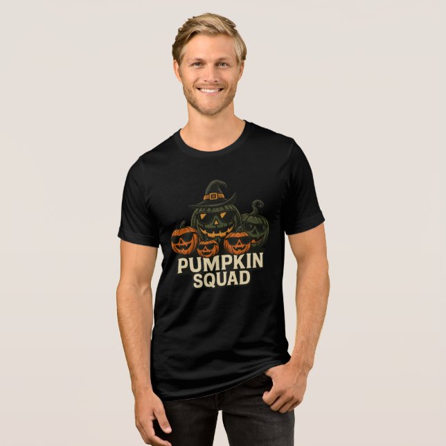 Camiseta Cool Pumpkin Squad Halloween Design (Frente Completa)