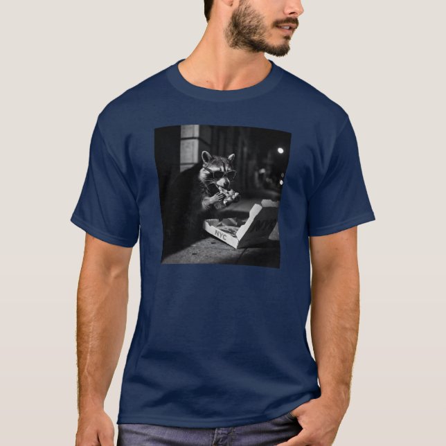 Camiseta Cool Raccoon Eating Pizza  (Frente)